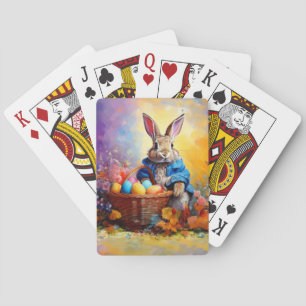 Peter Easter Bunny with Easter Eggs Happy Easter Playing Cards