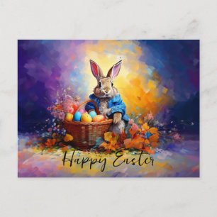 Peter Easter Bunny with Easter Eggs Holiday Postcard