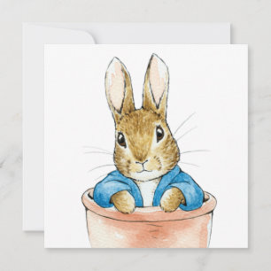 Peter le lapin assis dans une carte postale Plante
