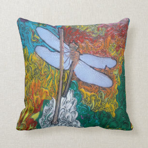 "peter max art style" dragon fly throw pillow
