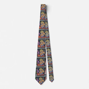 "peter max art style" frame floral tie