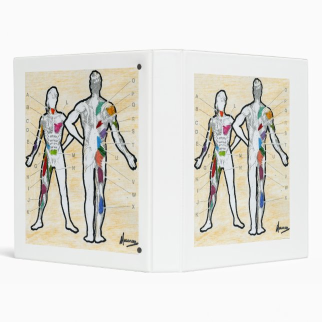 Peter Max art style muscle chart painting Binder (Background)