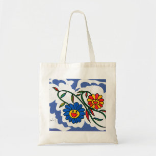 Peter Max colourful watercolor daisies and clouds Tote Bag