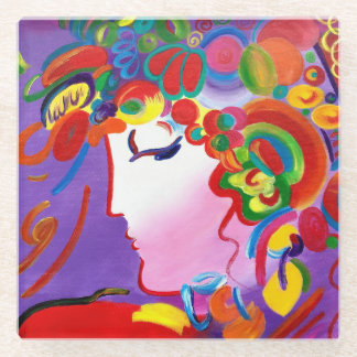Peter Max inspired Blushing Beauty Glass Coaster