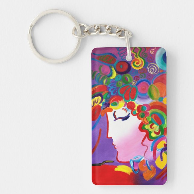 Peter Max Inspired Blushing Beauty Key Chain (Front)