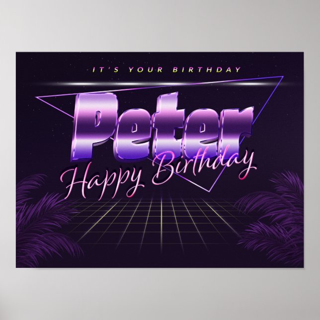 Peter Name Vorname lila retro Poster Geburtstag (Front)