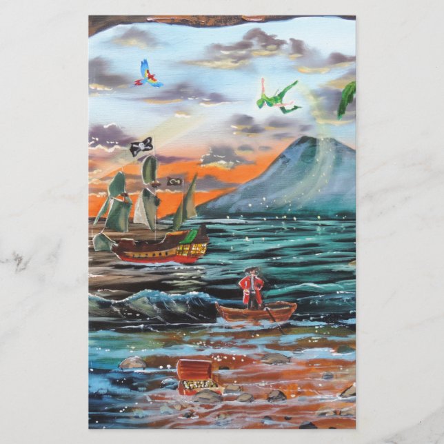 Peter Pan Hook's cove Tinker Bell painting Stationery (Front)