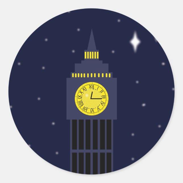 Peter Pan Neverland Clock Tower wishing star Classic Round Sticker (Front)