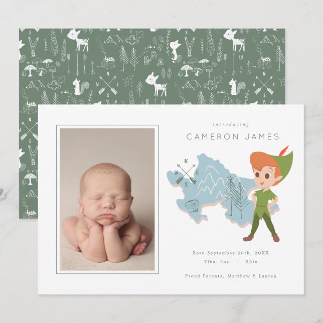 Peter Pan - Neverland Faire-part de naissance (Devant / Derrière)