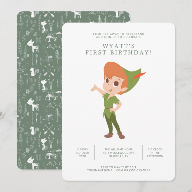Peter Pan Neverland | First Birthday Invitation (Front/Back)