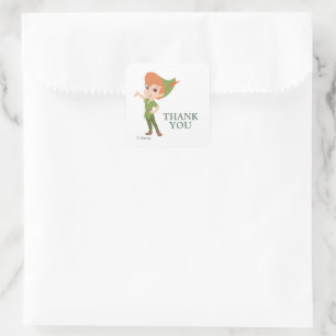 Peter Pan Neverland   First Birthday - Thank You Square Sticker
