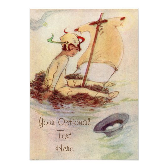 Peter Pan on Nest Raft - Baby Invitation
