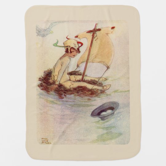 Peter Pan on nest raft - beige background Baby Blanket