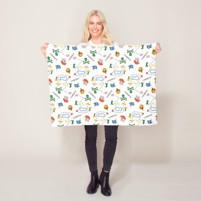 Peter Pan Pirate Map Custom Name  Fleece Blanket (In Situ)