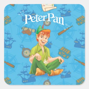 Peter Pan Sitting Down Square Sticker