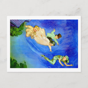 PETER PAN, WENDY, JOHN AND MICHAEL FLY AWAY POSTCARD