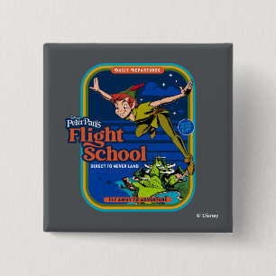 Peter Pan's Flight School 2 Inch Square Button