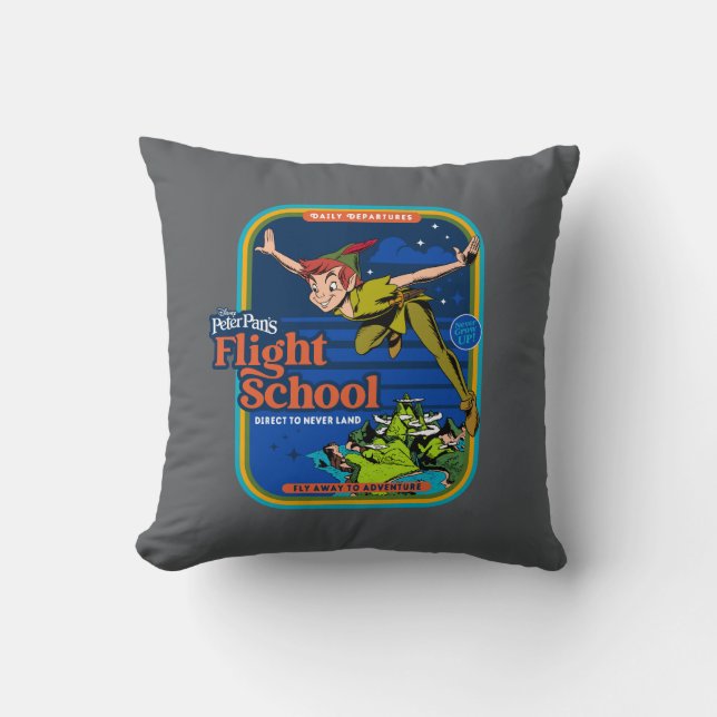 Peter Pan's Flight School Throw Pillow (Front)