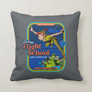 Peter Pan's Flight School Throw Pillow