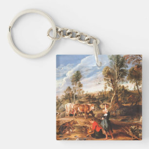 Peter Paul Rubens Milkmaids with Cattle in a Lands Keychain