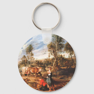 Peter Paul Rubens Milkmaids with Cattle in a Lands Keychain