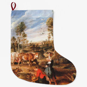 Peter Paul Rubens Milkmaids with Cattle in a Lands Large Christmas Stocking