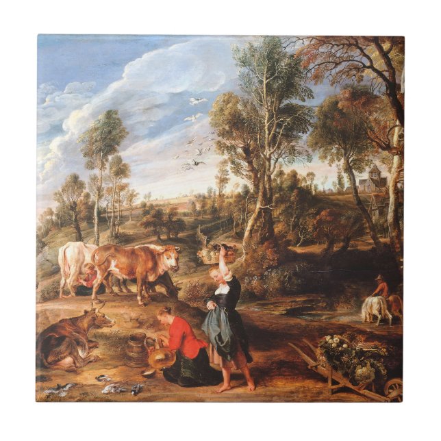 Peter Paul Rubens Milkmaids with Cattle in a Lands Tile (Front)