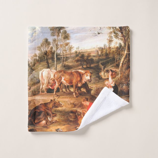 Peter Paul Rubens Milkmaids with Cattle in a Lands Wash Cloth (Wash Cloth)