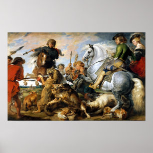 Peter Paul Rubens Wolf and Fox Hunt Poster