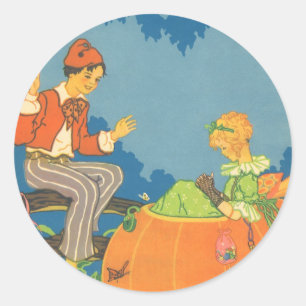 Peter Peter Pumpkin Eater, Vintage Nursery Rhyme Classic Round Sticker
