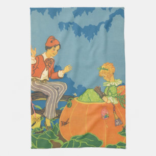 Peter Peter Pumpkin Eater, Vintage Nursery Rhyme Kitchen Towel