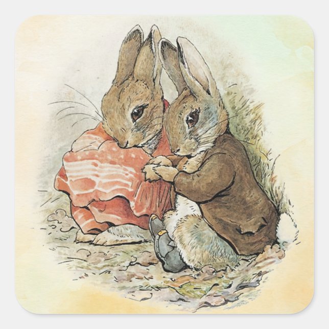Peter Rabbit and Beniamin Bunny Square Sticker (Front)