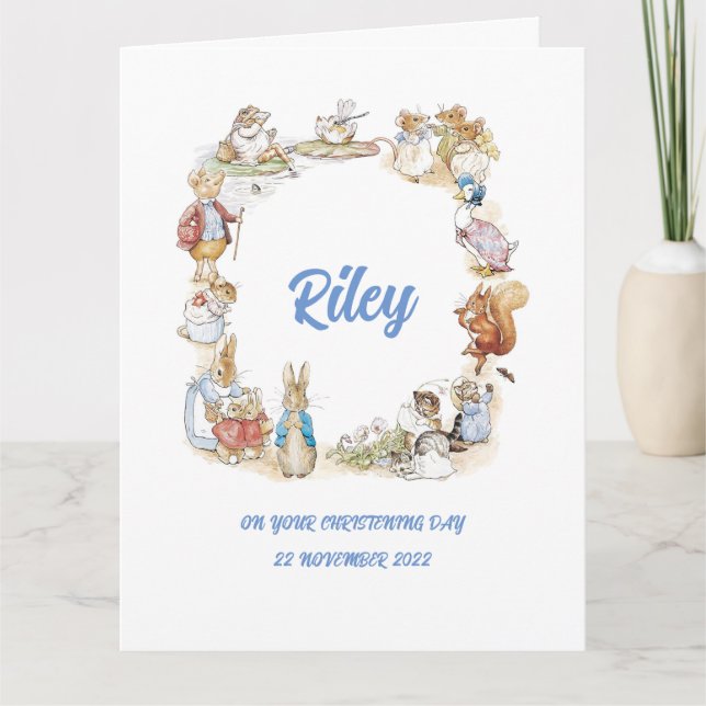 Peter Rabbit and Friends Christening/Baptism Card (Front)