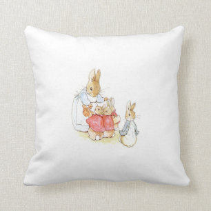 Peter Rabbit and his Sisters (by Beatrix Potter) Throw Pillow