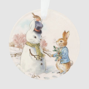 Peter Rabbit and the Snowman by Beatrix Potter Ornament
