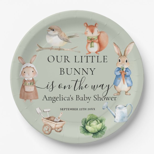 Peter Rabbit Animals Garden Tools Baby Shower  Paper Plate (Front)