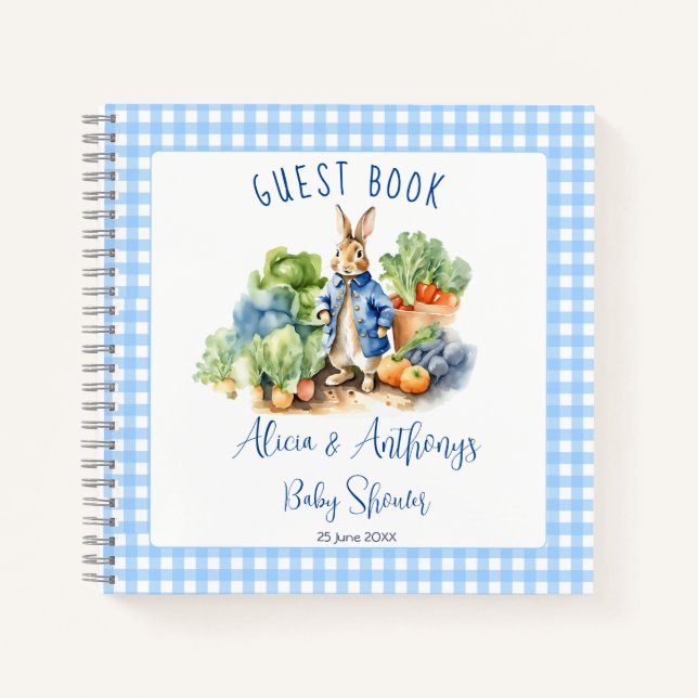 Peter rabbit baby boy baby shower guest book (Front)