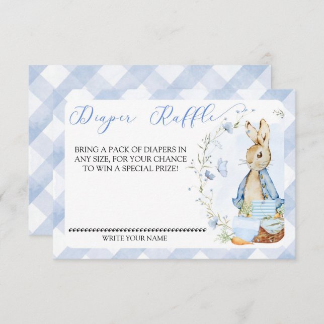 Peter Rabbit Baby Boy - Diaper Raffle Insert Card (Front/Back)
