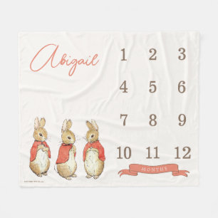 Peter Rabbit Baby Girl 12 Month Milestone Fleece Blanket
