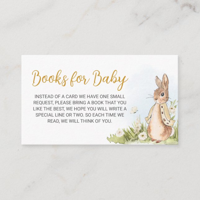 Peter Rabbit Baby Shower Books for Baby Enclosure Card (Front)