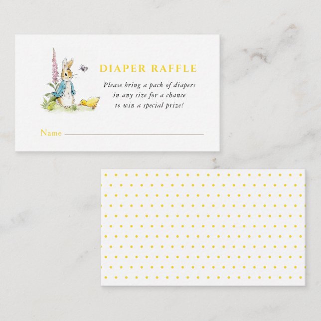 Peter Rabbit Baby shower Diaper Raffle Enclosure Card (Front/Back)
