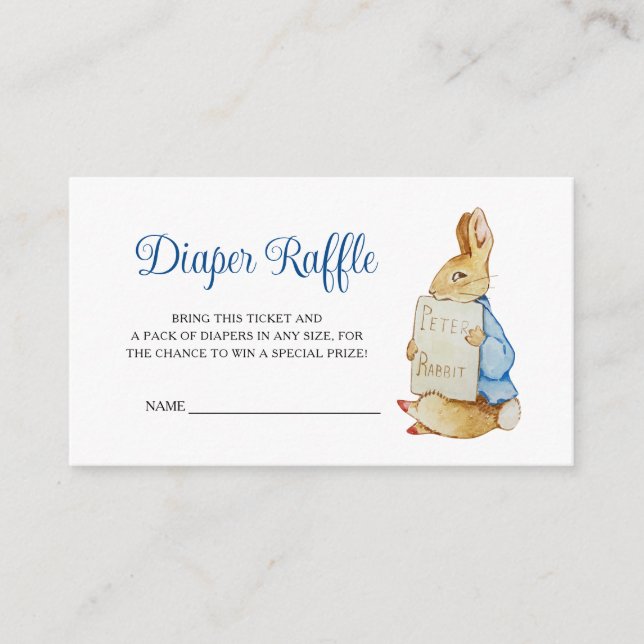 Peter Rabbit Baby Shower Diaper Raffle Enclosure Card (Front)