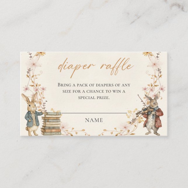 Peter Rabbit Baby Shower Diaper Raffle Enclosure Card (Front)