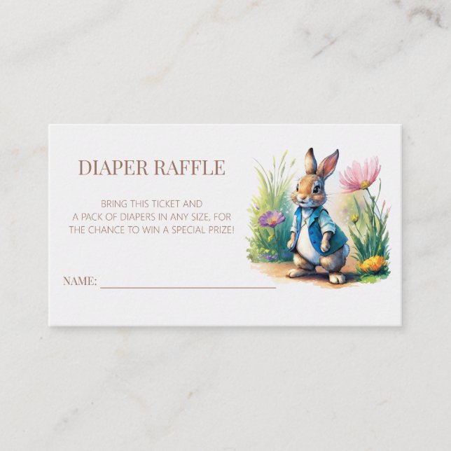 Peter Rabbit Baby Shower Diaper Raffle  Enclosure Card (Front)