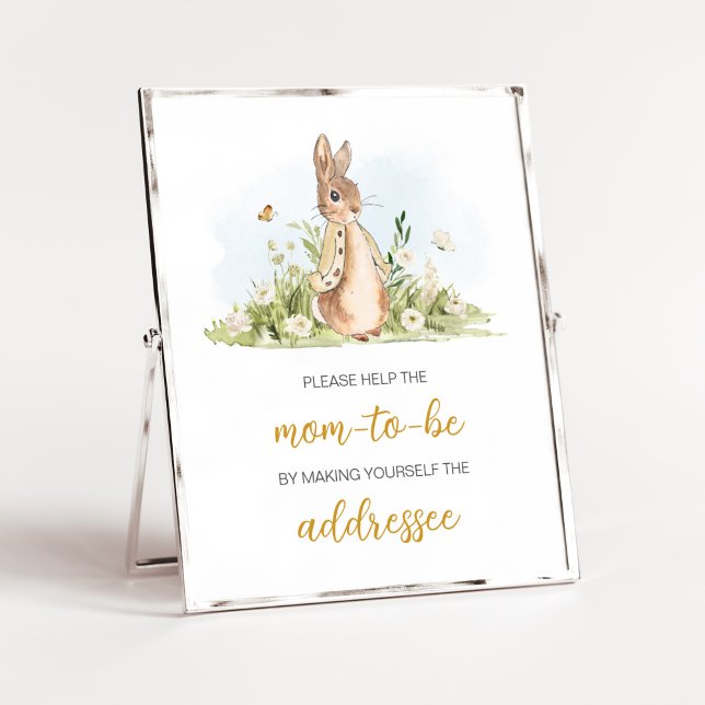 Peter Rabbit Baby Shower Envelope Station Poster (Rabbit Gender Neutral Baby Shower Envelope Station Sign)