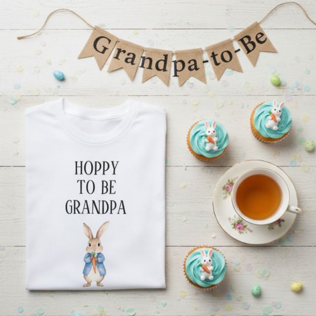 Peter Rabbit Baby Shower Hoppy To Be Grandpa T-Shirt (Sweet treats, sweet memories. This shirt is the perfect way to honor Grandpa at the baby shower.)