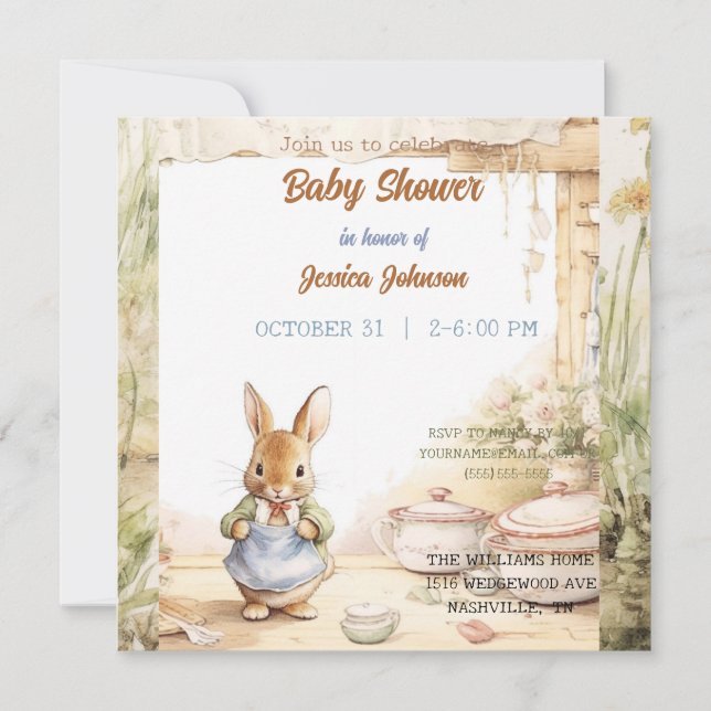 Peter Rabbit Baby Shower Invitation (Front)