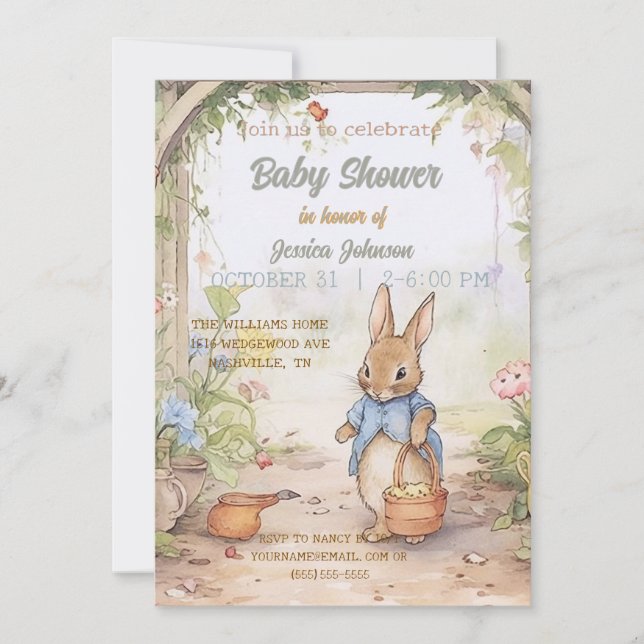 Peter Rabbit Baby Shower Invitation (Front)