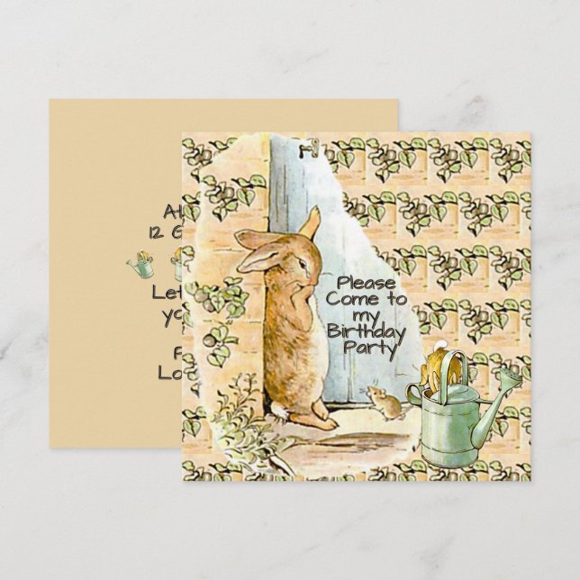 Peter Rabbit Beatrix Potter Doorway Invitation (Front/Back)