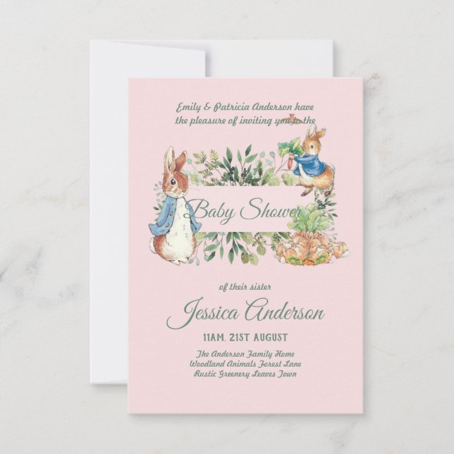 Peter Rabbit BÉBÉ DOUCHE Invitations garçon ou fil (Devant)